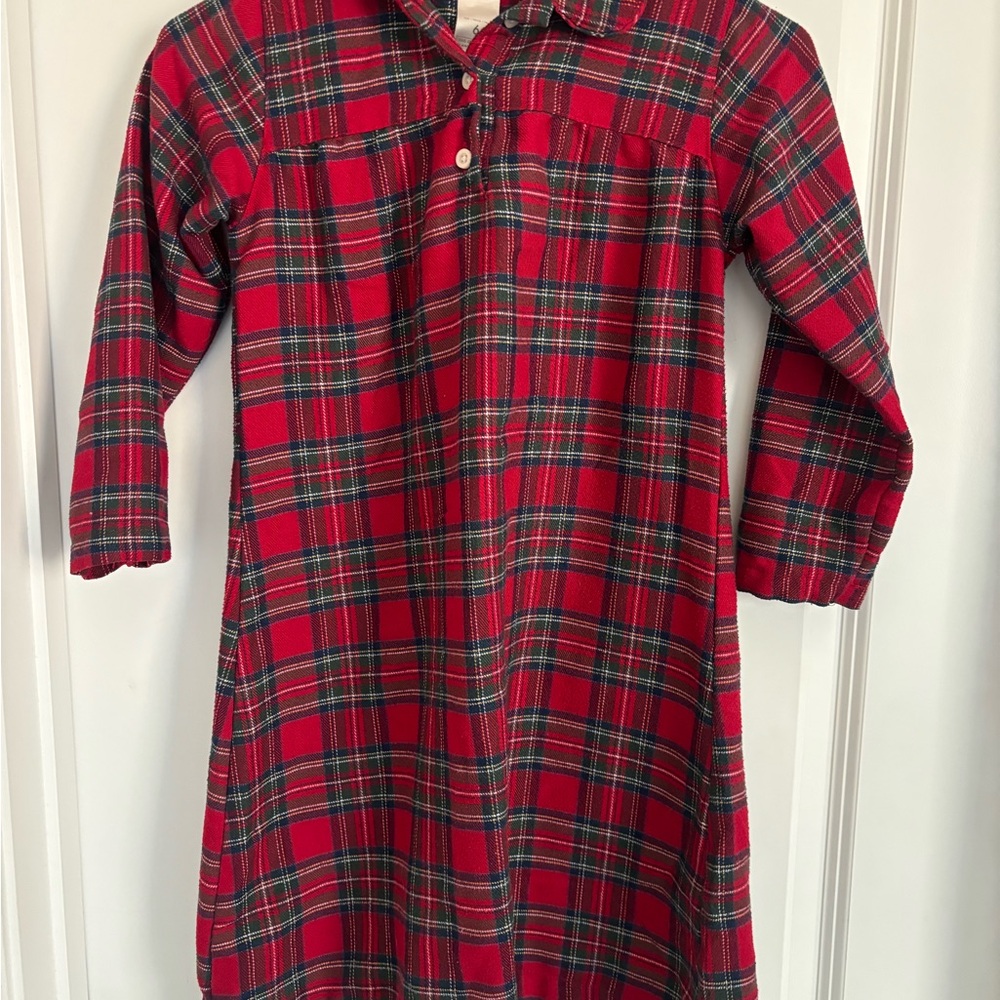 Pottery Barn Kids Red Flannel Plaid Nightgown Christmas Pajamas Girls Size 6